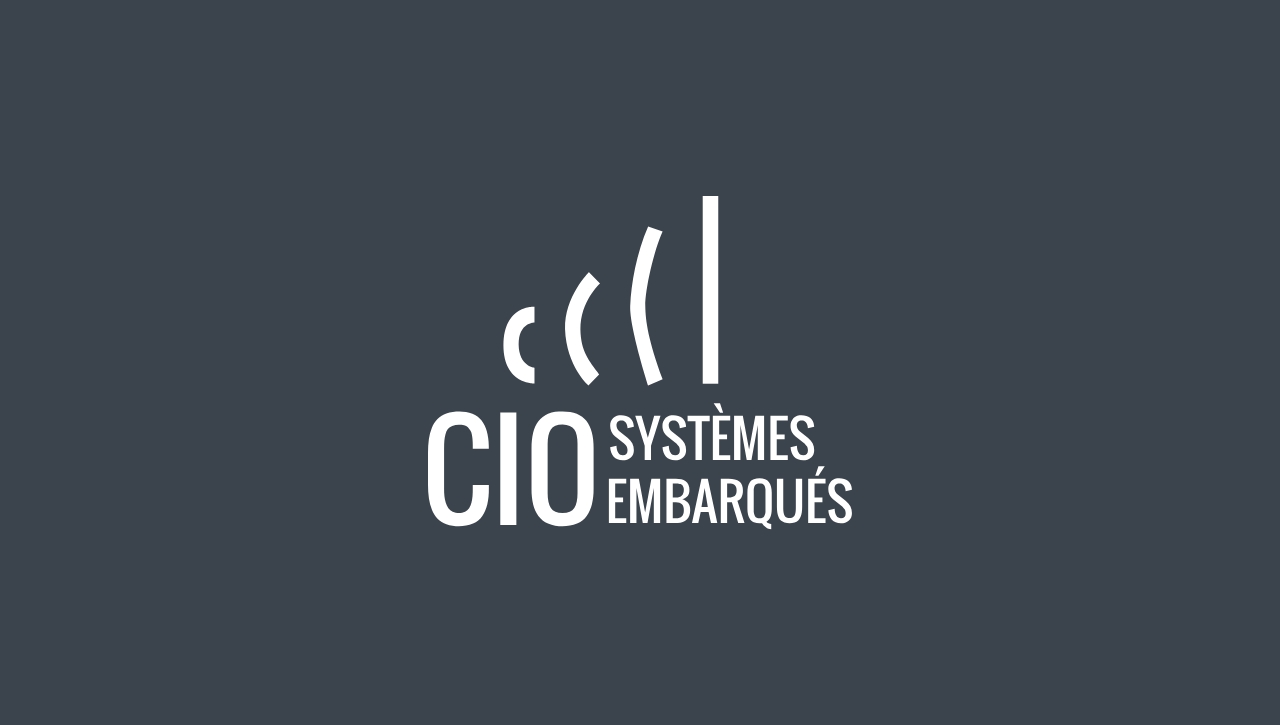 logotype de cio systemes embarqués sur fond bleu